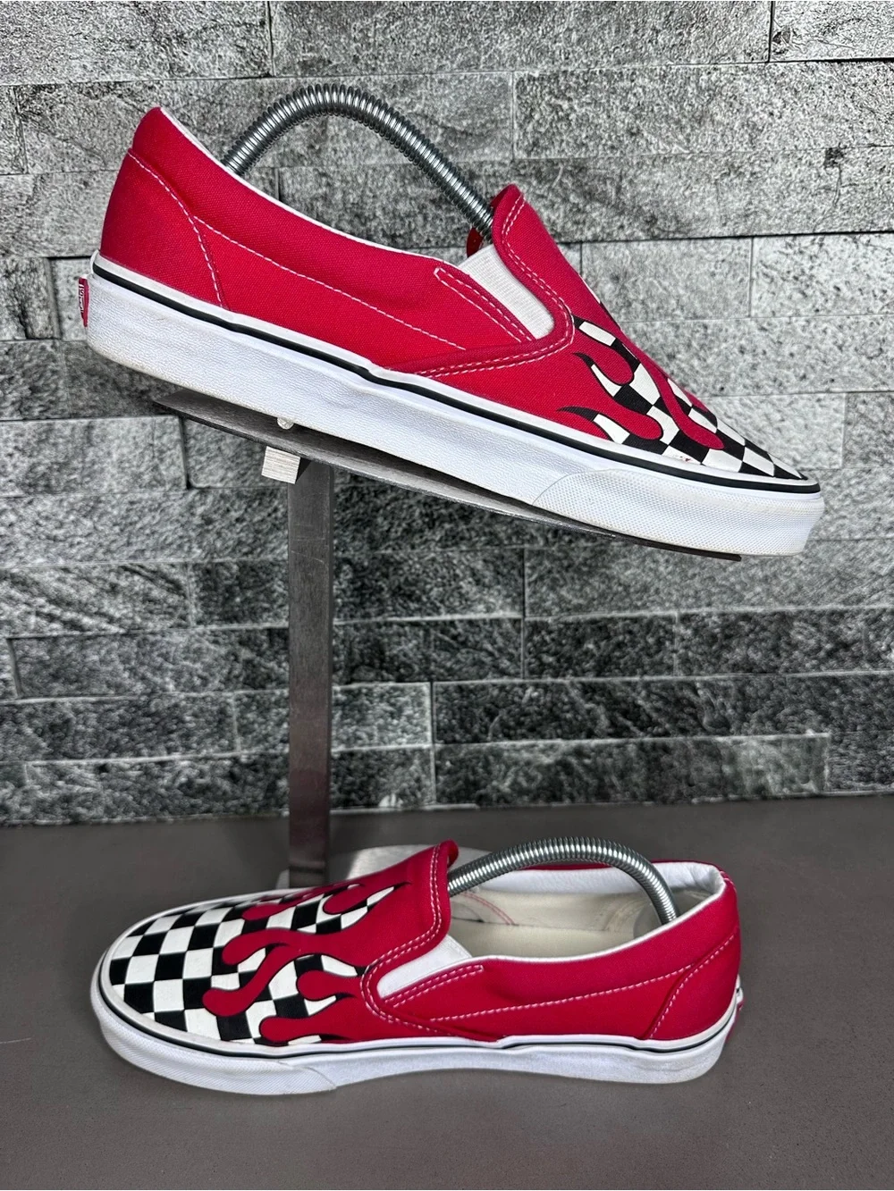Vans Classic Slip-on Checker Flame Racing Red M9.5/W11